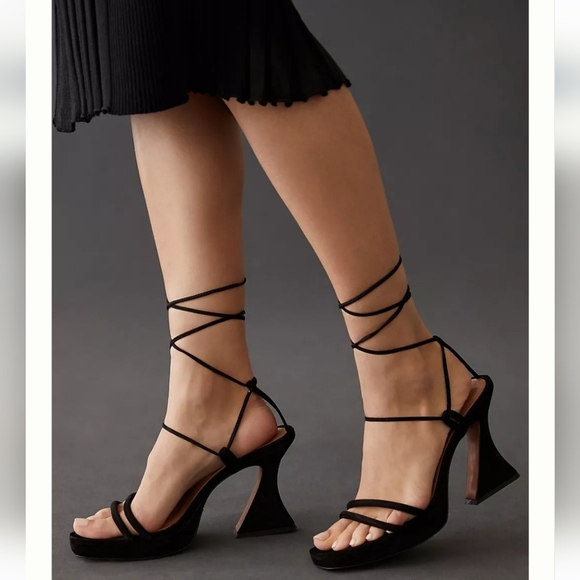 Vicenza Strappy Platform Heels- black - Picture 1 of 12